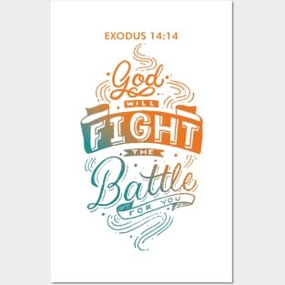 Exodus 14 14 Bible Verse Lettering Posters and Art